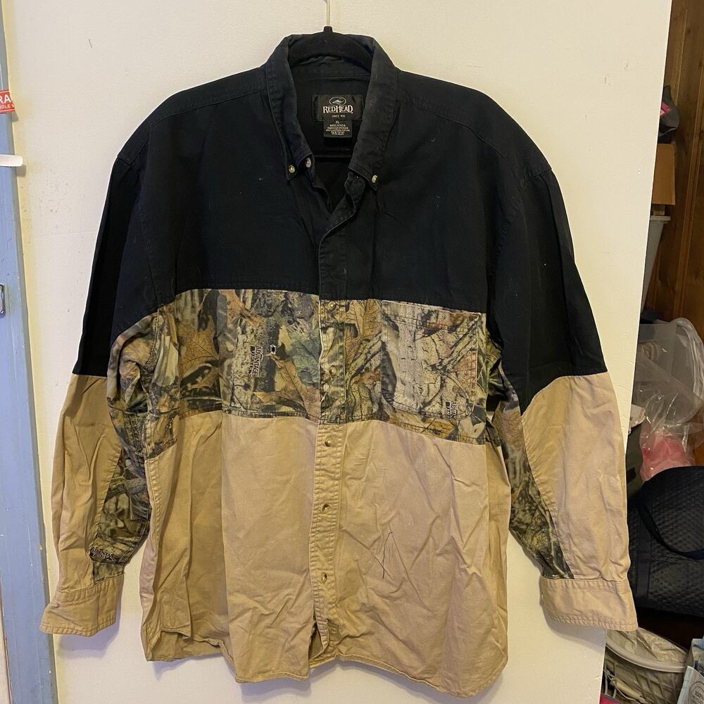 VTG Redhead Camo Button-Up Men L Hunting Work Outdoors Cotton Casual Long Sleeve - Picture 2 of 12